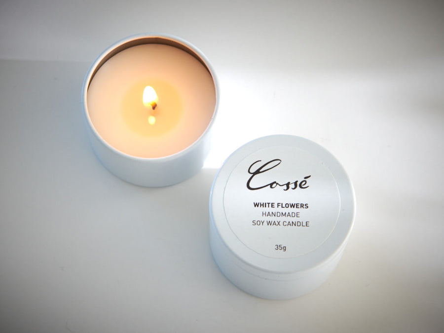Handpoured Natural Soy Wax White Travel Candles 35g - Cossé