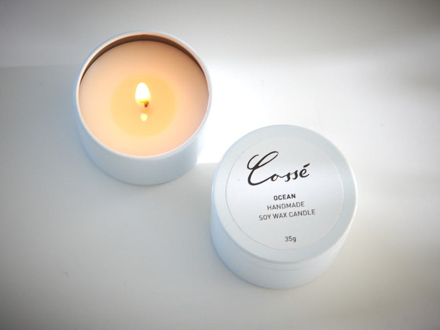 Handpoured Natural Soy Wax White Travel Candles 35g - Cossé