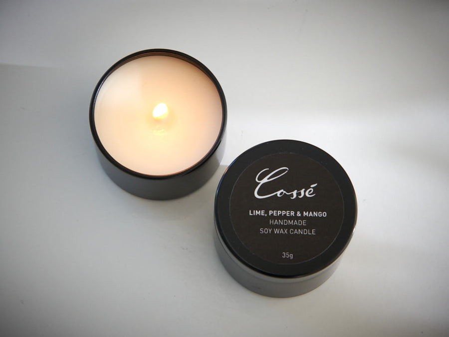 Handpoured Natural Soy Wax Black Travel Candles 35g - Cossé