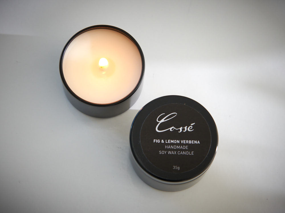 Handpoured Natural Soy Wax Black Travel Candles 35g - Cossé