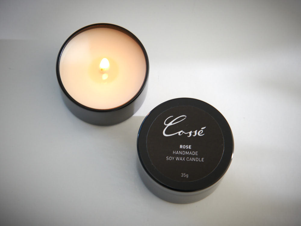 Handpoured Natural Soy Wax Black Travel Candles 35g - Cossé