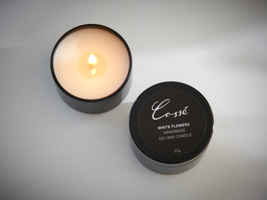 Handpoured Natural Soy Wax Black Travel Candles 35g - Cossé