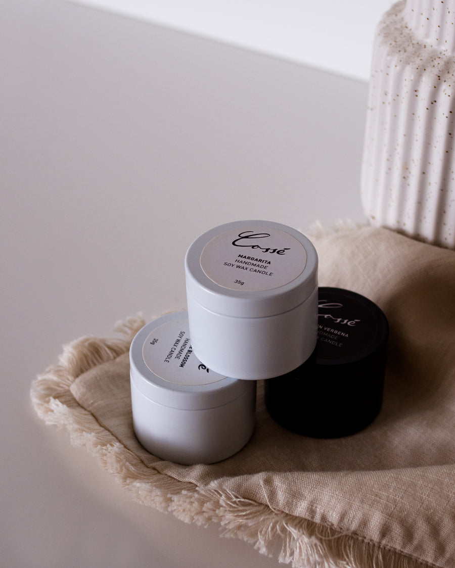 Handpoured Natural Soy Wax Black Travel Candles 35g - Cossé